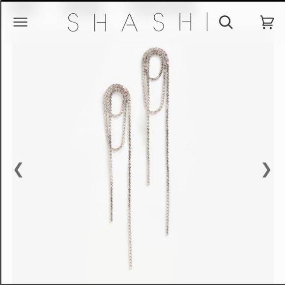 Anthropologie Shashi Vroom Long Rhinestone Prom Earrings - Picture 8 of 12